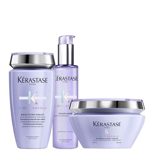 Kit Kérastase Blond Absolu - Shampoo Ultra-Violet 250 ml + Máscara Ultra-Violet 200 ml + Sérum Cicaplasme 150 ml
