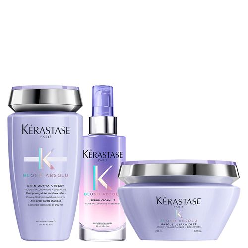 Kit Kérastase Blond Absolu - Shampoo Ultra-Violet 250 ml + Máscara Ultra-Violet 200 ml + Sérum Cicanuit 90 ml