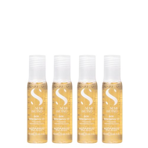Kit de Ampola Alfaparf Milano Professional Semi Di Lino Illuminating Reconstruction SOS Oil 4 x 13 ml - Kit de Ampola Alfaparf Milano Semi Di Lino Illuminating Reconstruction SOS Oil 4 x 13 ml