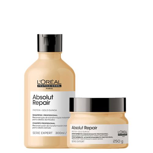 Kit L'Oréal Professionnel Serie Expert Absolut Repair Gold Quinoa - Shampoo 300 ml + Máscara Reparação 250 g