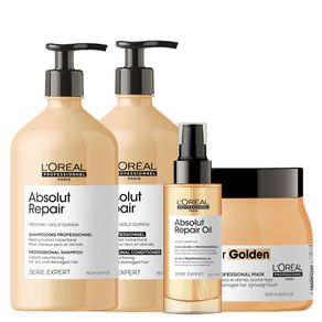 Kit-L-Oreal-Professionnel-Serie-Expert-Absolut-Repair-Gold-Quinoa---Shampoo-750-ml---Condicionador-750-ml---Mascara-Golden-500-g---Serum-90-ml-
