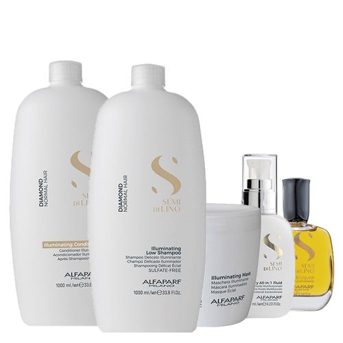 Kit Alfaparf Milano Professional Semi Di Lino Diamond Profissional - 5 Produtos - Kit Alfaparf Milano Semi Di Lino Diamond Profissional - 5 Produtos