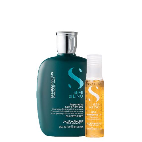 Kit Alfaparf Milano Professional Semi Di Lino Reconstruction - Shampoo 250 ml + Ampola 13 ml - Kit Alfaparf Milano Semi Di Lino Reconstruction - Shampoo 250 ml + Ampola 13 ml