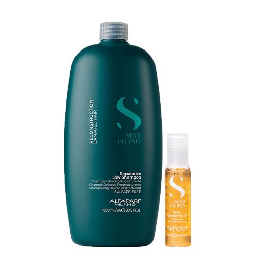 Kit Alfaparf Milano Professional Semi Di Lino Reconstruction - Shampoo 1000 ml + Ampola 13 ml - Kit Alfaparf Milano Semi Di Lino Reconstruction - Shampoo 1000 ml + Ampola 13 ml