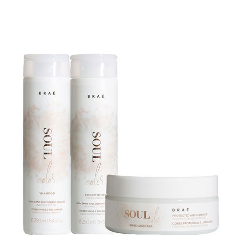 Kit Braé Soul Color - Shampoo 250 ml + Condicionador 250 ml + Máscara de Hidratação 200 g