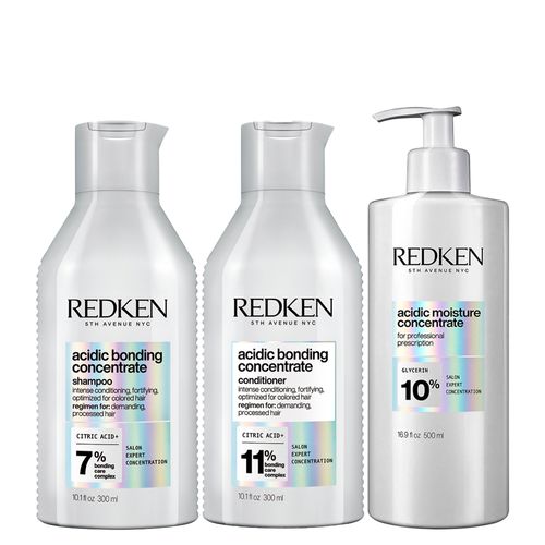 Kit Redken Acidic Bonding Concentrate - Shampoo 300 ml + Condicionador 300 ml + Tratamento 500 ml