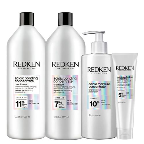Kit Redken Acidic Bonding Concentrate - Shampoo 1000 ml + Condicionador 1000 ml + Tratamento 500 ml + Leave-in 150 ml