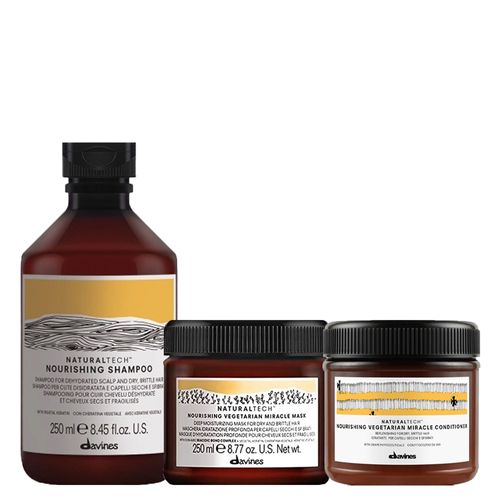 Kit Davines Naturaltech Nourishing - Shampoo 250 ml + Condicionador 250 ml + Máscara Miracle 250 ml