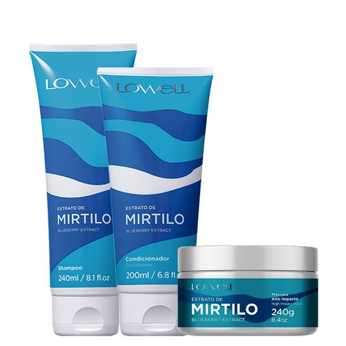 Kit Lowell Extrato de Mirtilo - Shampoo 240 ml + Condicionador 200 ml + Máscara 240 g