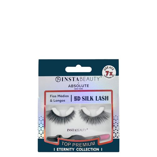 Cílios Postiços Sintético Volumoso Absolute New York Eternity 5D Silk Lash Sapphire 203 Preto 1 Par