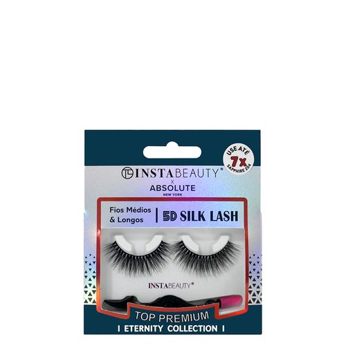 Cílios Postiços Sintético Volumoso Absolute New York Eternity 5D Silk Lash Sapphire 204 Preto 1 Par