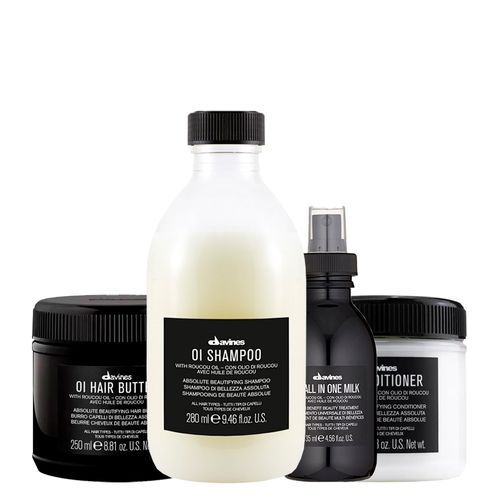 Kit Davines Oi - Shampoo 280 ml + Condicionador 250 ml + Manteiga Nutritiva 250 ml + Spray Finalizador 135 ml