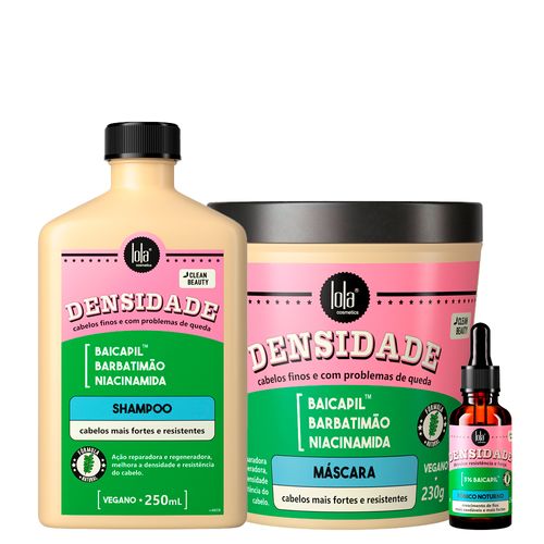 Kit Lola Cosmetics Reparação Densidade - Shampoo 250 ml + Máscara de Reconstrução 230 g + Tônico Capilar 25 ml