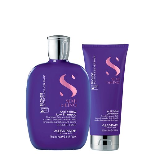 Kit Alfaparf Milano Professional Semi Di Lino Blonde Anti-Yellow - Shampoo 250 ml + Condicionador 200 ml - Kit Alfaparf Milano Semi Di Lino Blonde Anti-Yellow - Shampoo 250 ml + Condicionador 200 ml
