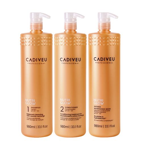 Kit Cadiveu Nutri Glow - Shampoo 980 ml + Condicionador 980 ml + Máscara de Nutrição 980 ml