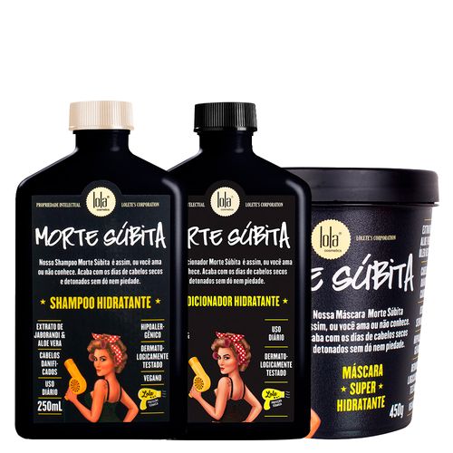 Kit Lola Cosmetics Hidratação Morte Súbita - Shampoo 250 ml + Condicionador 250 g + Máscara de Hidratação 450 g