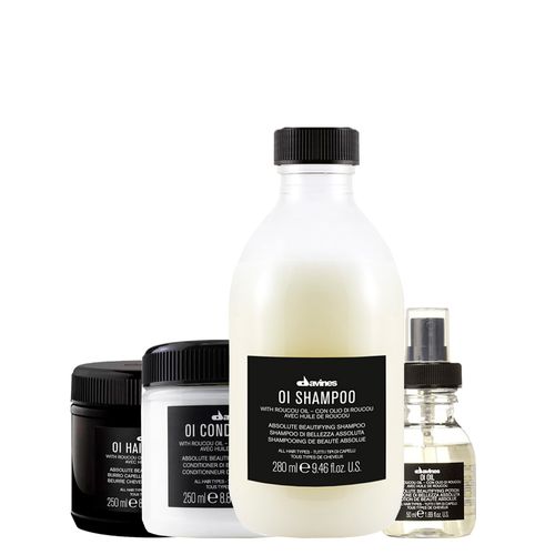 Kit Davines Oi - Shampoo 280 ml + Condicionador 250 ml + Máscara de Nutrição 250 ml + Óleo 50 ml