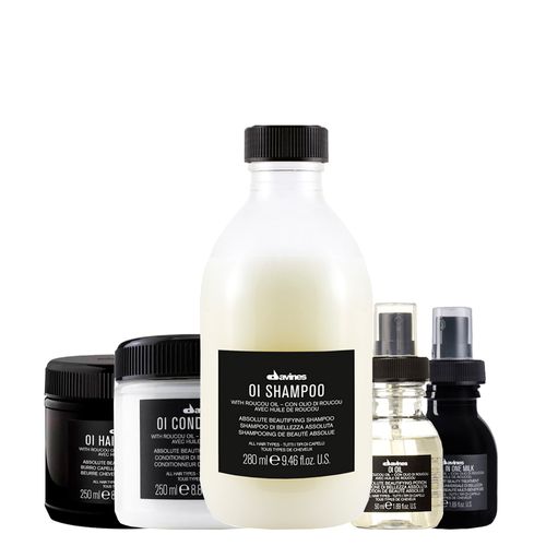 Kit Davines Oi - Shampoo 280 ml + Condicionador 250 ml + Máscara de Nutrição 250 ml + Óleo 50 ml + Leave-in 50 ml