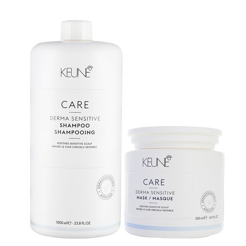 Kit Capilar Keune Derma Sensitive - Shampoo 1000 ml + Mascara de Hidratação 500 ml