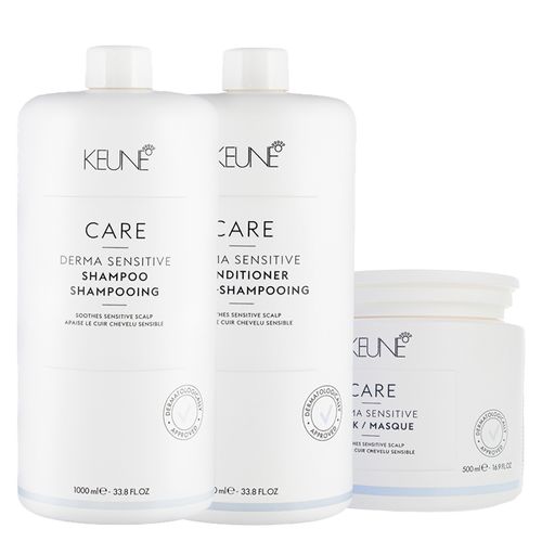 Kit Capilar Keune Derma Sensitive - Shampoo 1000 ml + Condicionador 1000 ml + Mascara de Hidratação 500 ml