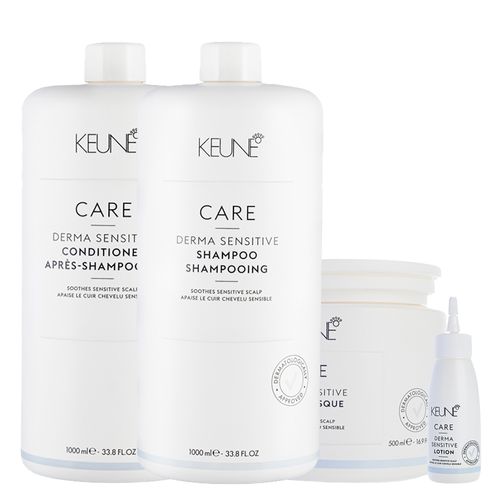 Kit Capilar Keune Derma Sensitive - Shampoo 1000 ml + Condicionador 1000 ml + Mascara de Hidratação 500 ml + Lotion 75 ml