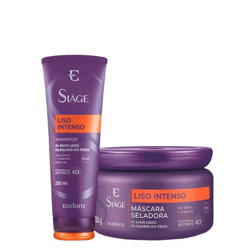 Kit Eudora Siàge Liso Intenso 4D - Shampoo 250 ml + Máscara Antifrizz 250 g