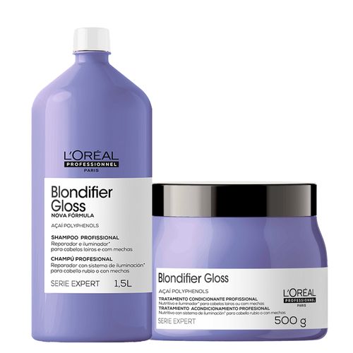 Kit L'Oréal Professionnel Serie Expert Blondifier Gloss – Shampoo 1500 ml + Máscara 500 g