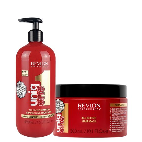 Kit Capilar Revlon Professional Uniq One All in One - Shampoo 490 ml + Máscara 300 ml - Kit Capilar Revlon Uniq One All in One - Shampoo 490 ml + Máscara 300 ml