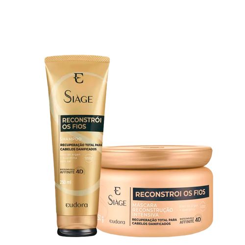 Kit Eudora Siàge Reconstrói os Fios 4D - Shampoo 250ml + Máscara de Reconstrução 250 g