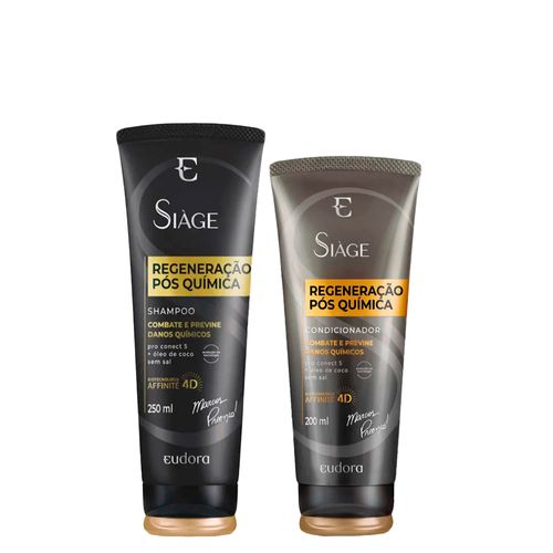 Kit Eudora Siàge Regeneração Pós Química 4D - Shampoo 250 ml + Condicionador 200 ml