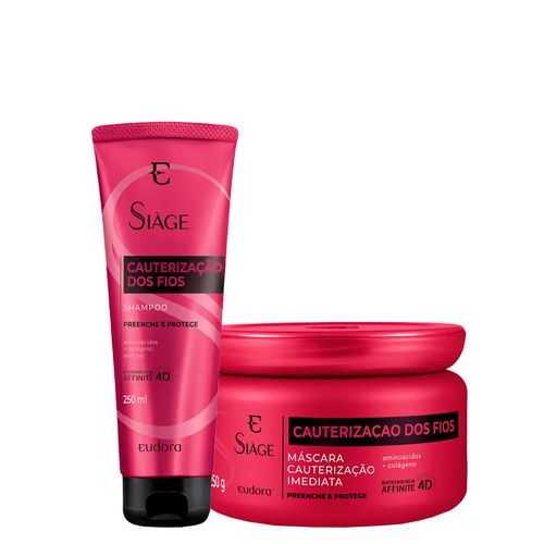 Kit Eudora Siàge Cauterização dos Fios 4D - Shampoo 250 ml + Máscara de Cauterização 250g