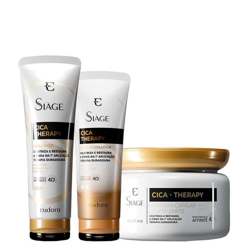Kit Eudora Siàge Cica Therapy - Shampoo 250 ml + Condicionador 200 ml + Máscara Cicatrizante 250 ml