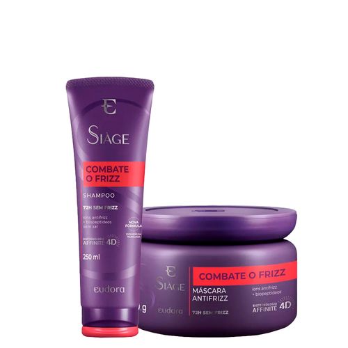 Kit Eudora Siàge Combate o Frizz - Shampoo 250 ml + Máscara Antifrizz 250 g