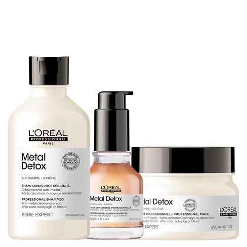 Kit L'Oréal Professionnel Serie Expert Metal Detox - Shampoo 300 ml + Óleo Capilar 50 ml + Máscara Protetora 250 g