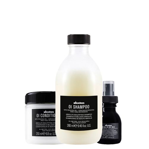 Kit Davines Oi - Shampoo 280 ml + Condicionador 250 ml + Leave-in 50 ml