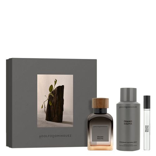 Kit Perfume Adolfo Dominguez Ébano Salvia Masculino Eau de Parfum 120 ml + Desodorante 150 ml + Miniatura 10 ml