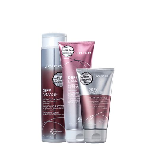 Kit Joico Defy Damage Protective - Shampoo 300 ml + Condicionador 250 ml + Máscara 150 ml - Kit Joico Defy Damage Protective - 1 Shampoo 300ml + 1 Condicionador 250ml + 1 Máscara 150ml
