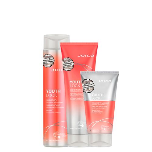 Kit Joico Youth Lock - Shampoo 300 ml + Condicionador 250 ml + Máscara 150 ml - Kit Joico Youth Lock - 1 Shampoo 300ml + 1 Condicionador 250ml + 1 Máscara 150ml