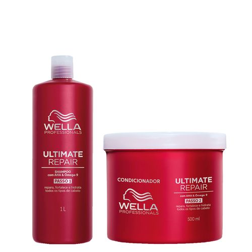 Kit Wella Professionals Ultimate Repair - Shampoo 1000 ml + Condicionador 500 ml - Kit Wella Professionals Ultimate Repair - Shampoo 1000ml + Condicionador 500ml