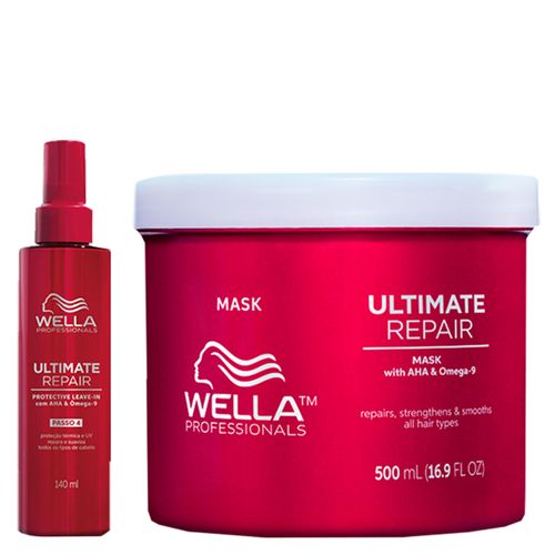 Kit Wella Professionals Ultimate Repair - Máscara 500 ml + Leave-In 140 ml - Kit Wella Professionals Ultimate Repair - Máscara 500ml + Leave-In 140ml