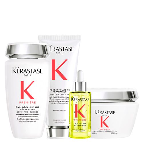 Kit Kérastase Première Réparateur - Shampoo 250 ml + Condicionador 200 ml + Máscara 200 ml + Óleo 30 ml - Kit Kérastase Première Réparateur - Shampoo 250ml + Condicionador 200ml + Máscara 200ml + Óleo 30ml