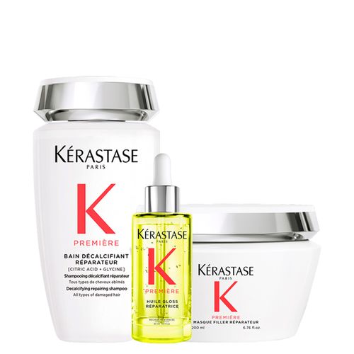 Kit Kérastase Première Réparateur - Shampoo 250 ml + Máscara 200 ml + Óleo 30 ml - Kit Kérastase Première Réparateur - Shampoo 250ml + Máscara 200ml + Óleo 30ml
