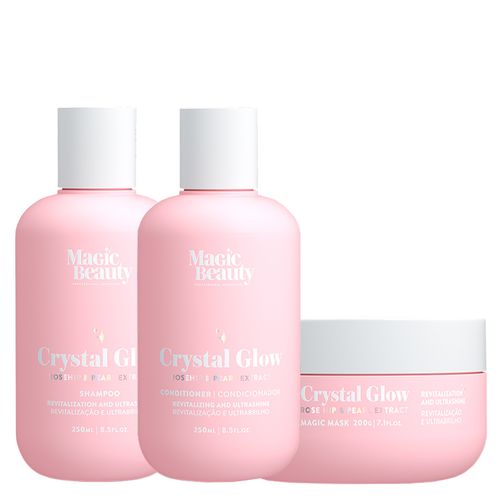 Kit Magic Beauty Crystal Glow - Shampoo 250 ml + Condicionador 250 ml + Máscara 200 g - Kit Magic Beauty Crystal Glow - Shampoo 250ml + Condicionador 250ml + Máscara 200g