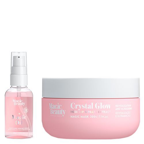 Kit Magic Beauty Crystal Glow - Máscara 200 g + Sérum 60 ml - Kit Magic Beauty Crystal Glow - Máscara 200g + Serum 60ml