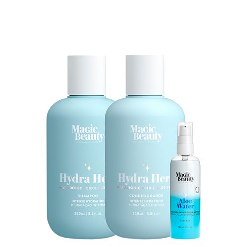Kit Magic Beauty Hydra Hero - Shampoo 250 ml + Condicionador 250 ml + Leave-In 120 ml - Kit Magic Beauty Hydra Hero - Shampoo 250ml + Condicionador 250ml + Leave-In 120ml