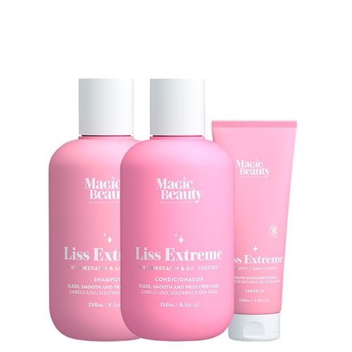 Kit Magic Beauty Liss Extreme - Shampoo 250 ml + Condicionador 250 ml + Selador De Queratina 120 ml - Kit Magic Beauty Liss Extreme - Shampoo 250ml + Condicionador 250ml + Selador de Queratina 120ml