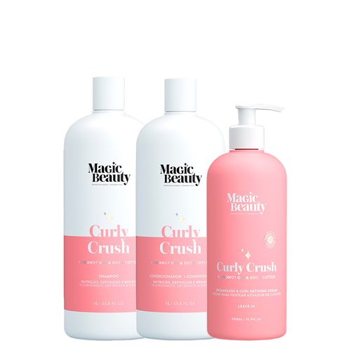 Kit Magic Beauty Curly Crush - Shampoo 1000ml + Condicionador 1000ml+ Creme Para Pentear E Ativador 500 ml - Kit Magic Beauty Curly Crush - Shampoo 1000ml + Condicionador 1000ml+ Creme Para Pentear e Ativador 500ml