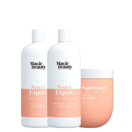 Kit Magic Beauty Nutri Expert Vitamin Nectar - Shampoo 1000 ml + Condicionador 1000 ml + Máscara 500 g - Kit Magic Beauty Nutri Expert Vitamin Nectar - Shampoo 1000ml + Condicionador 1000ml+ Máscara 500g