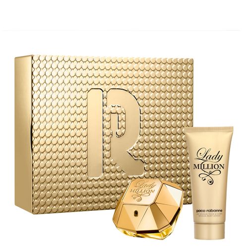 Kit Perfume Rabanne Lady Million Feminino Eau de Parfum 80 ml + Creme Corporal 100 ml