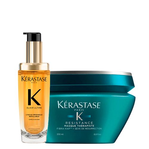 Kit Kérastase - Óleo Capilar Elixir Ultime L'huile Originale 75 ml + Máscara de Restauração Résistance Thérapiste 200 ml